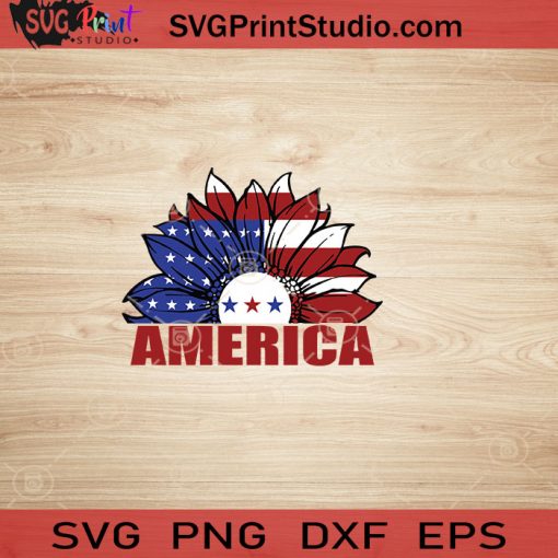 Sunflower Us Flag Half America SVG, 4th of July SVG, America SVG EPS DXF PNG Cricut File Instant Download