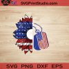 Sunflower Us Flag Half Dogtag SVG, 4th of July SVG, America SVG EPS DXF PNG Cricut File Instant Download