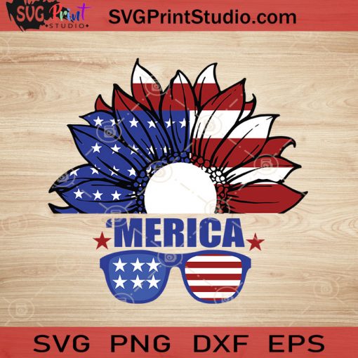 Sunflower Us Flag Half Sunglasses SVG, 4th of July SVG, America SVG EPS DXF PNG Cricut File Instant Download