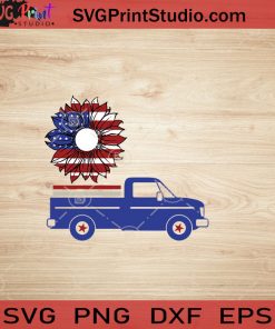 Sunflower Us Flag Truck SVG, 4th of July SVG, America SVG EPS DXF PNG Cricut File Instant Download