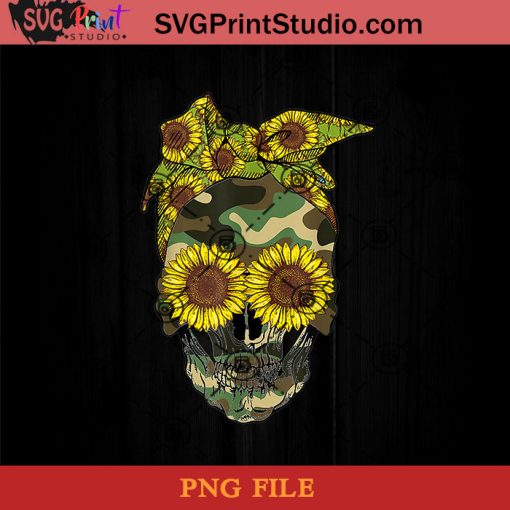 Skull Sunflower Camouflage Skull With Leopard Bandana Bow PNG, Skull PNG, Sunflower PNG, Momlife PNG Instant Download