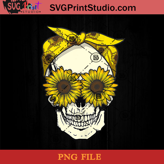 Skull Sunflower Bandana Floral Sunflowers Pattern Cute Goth PNG, Skull ...