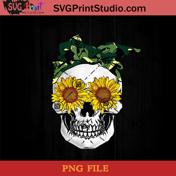Sunflower Skull Camouflage Bandana PNG, Skull PNG, Sunflower PNG ...