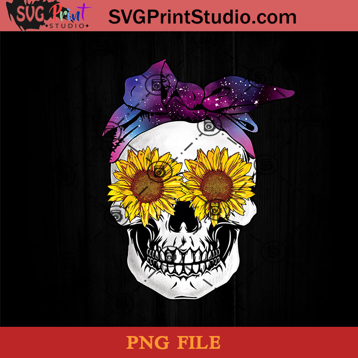 Sunflower Skull Galaxy Bandana Long Sleeve PNG, Skull PNG, Sunflower ...