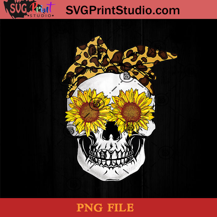 Sunflower Skull Leopard Print Bandana Cats Sugarskull Lovers PNG, Skull ...