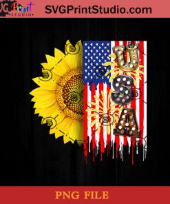 Sunflower And US Flag PNG, 4th Of July PNG, Independence Day PNG Instant Download