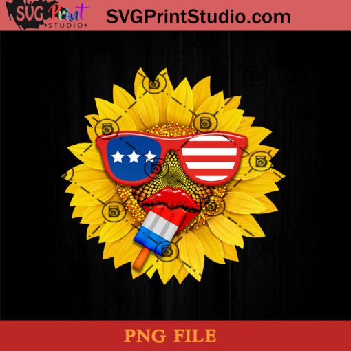 Sunflower Eating Icecream PNG, 4th Of July PNG, Independence Day PNG Instant Download