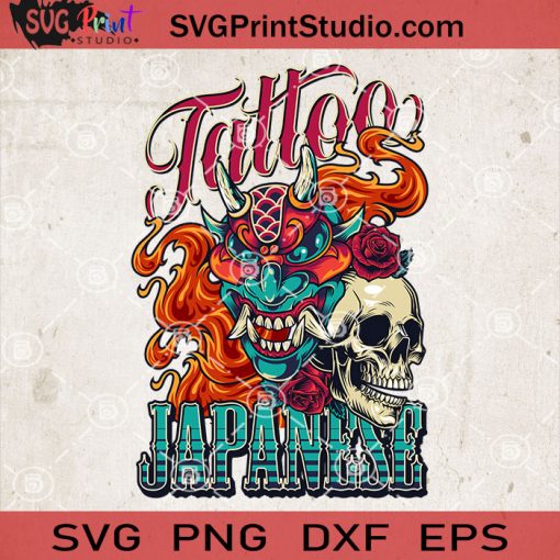 Tattoo Japanese SVG, Tattoo SVG, Skull SVG, Rose SVG, Japanese Tattoo SVG EPS DXF PNG Cricut File Instant Download