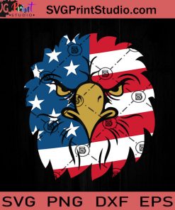 USA Eagle Face American Flag SVG, 4th Of July SVG, Independence Day SVG EPS DXF PNG Cricut File Instant Download