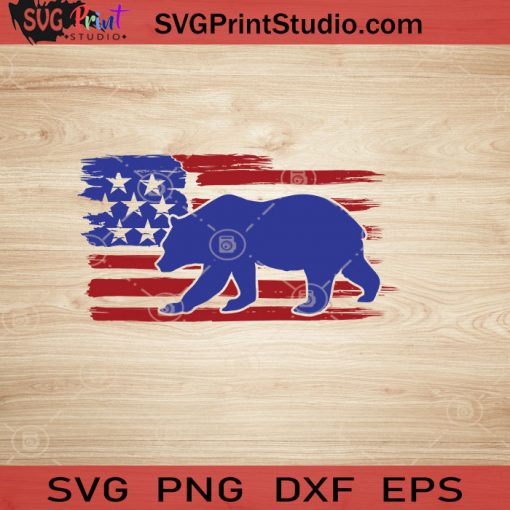 USA Animal Bear 4leg SVG, 4th of July SVG, America SVG EPS DXF PNG Cricut File Instant Download