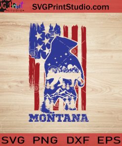 USA Animal Bear ST Montana SVG, 4th of July SVG, America SVG EPS DXF PNG Cricut File Instant Download