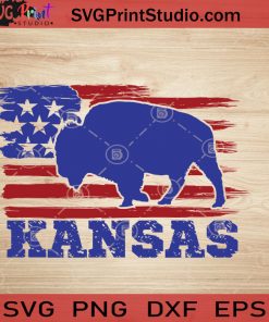 USA Animal Bison Kansas SVG, 4th of July SVG, America SVG EPS DXF PNG Cricut File Instant Download