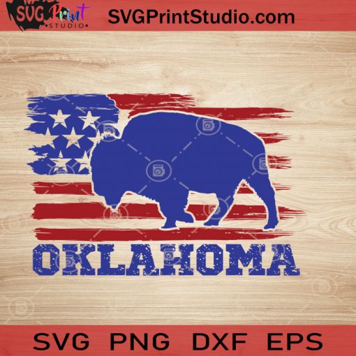 USA Animal Bison Oklahoma SVG, 4th of July SVG, America SVG EPS DXF PNG Cricut File Instant Download