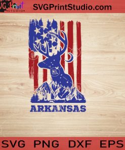 USA Animal Deer Arkansas SVG, 4th of July SVG, America SVG EPS DXF PNG Cricut File Instant Download