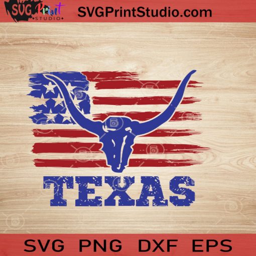 USA Animal Longhorn Texas SVG, 4th of July SVG, America SVG EPS DXF PNG Cricut File Instant Download
