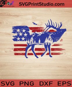 USA Animal Moose SVG, 4th of July SVG, America SVG EPS DXF PNG Cricut File Instant Download