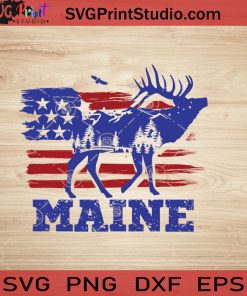 USA Animal Moose Maine SVG, 4th of July SVG, America SVG EPS DXF PNG Cricut File Instant Download