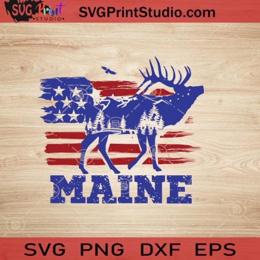 USA Animal Moose Maine SVG, 4th of July SVG, America SVG EPS DXF PNG Cricut File Instant Download