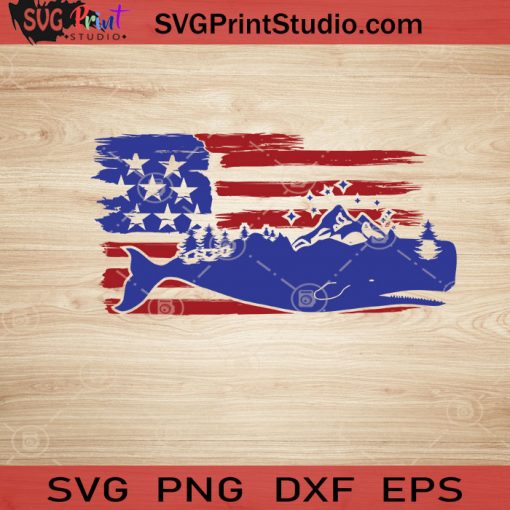 USA Animal Whale SVG, 4th of July SVG, America SVG EPS DXF PNG Cricut File Instant Download