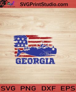 USA Animal Whale Georgia SVG, 4th of July SVG, America SVG EPS DXF PNG Cricut File Instant Download