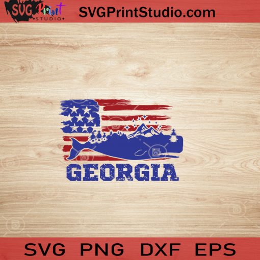 USA Animal Whale Georgia SVG, 4th of July SVG, America SVG EPS DXF PNG Cricut File Instant Download
