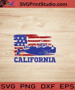 USA Animal Whale California SVG, 4th of July SVG, America SVG EPS DXF PNG Cricut File Instant Download