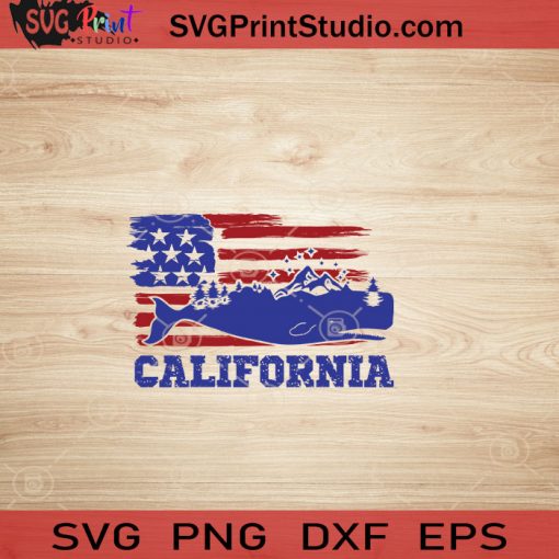 USA Animal Whale California SVG, 4th of July SVG, America SVG EPS DXF PNG Cricut File Instant Download