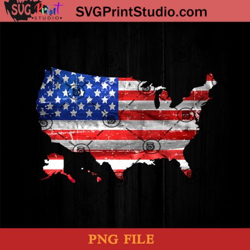 USA Flag Map PNG, 4th Of July PNG, Independence Day PNG Instant Download