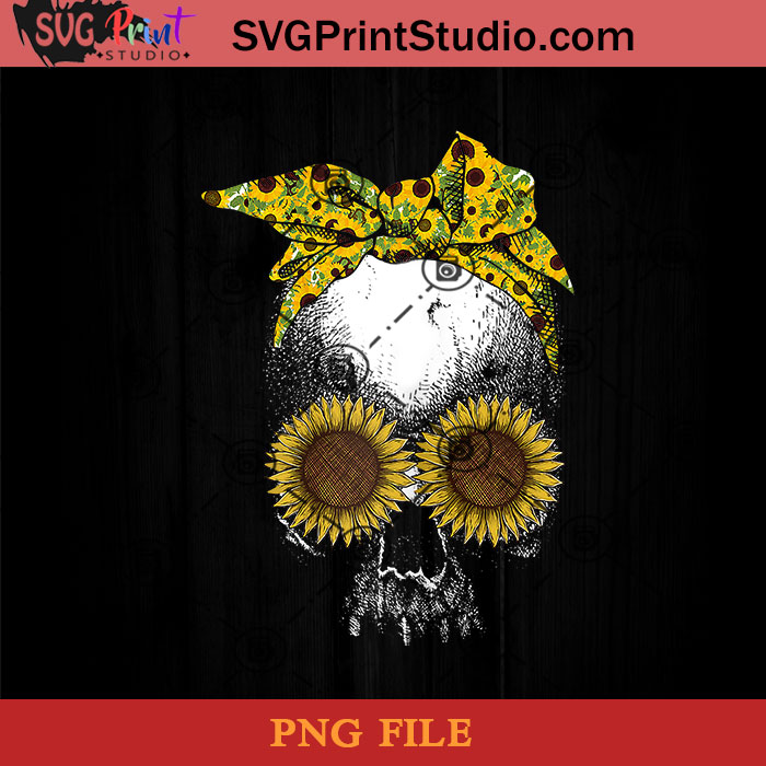 Womens Cute Sunflower Skull Sunflower Bandana Sunflower Love Gift PNG ...