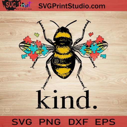 Autism Awareness Bee Kind Puzzle SVG, Autism SVG, Awareness SVG EPS DXF PNG Cricut File Instant Download