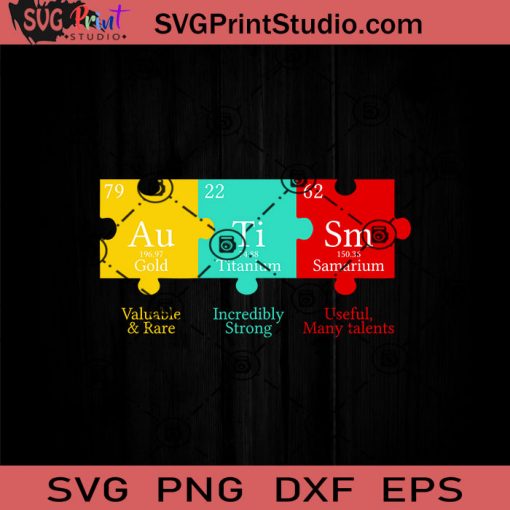 Autism Awareness Chemical Element SVG, Autism SVG, Awareness SVG EPS DXF PNG Cricut File Instant Download