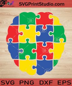 Autism Brain Puzzle Colorful SVG, Autism SVG, Awareness SVG EPS DXF PNG Cricut File Instant Download