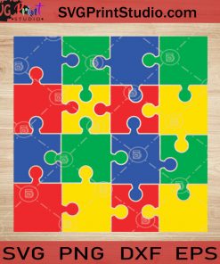 Autism Colorful Puzzle SVG, Autism SVG, Awareness SVG EPS DXF PNG Cricut File Instant Download