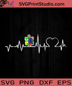 Autism Heartbeat Autism Heart Puzzle SVG, Autism SVG, Puzzle SVG EPS DXF PNG Cricut File Instant Download