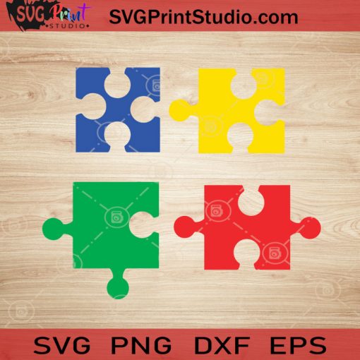 Autism Puzzle Colorful SVG, Autism SVG, Puzzle SVG EPS DXF PNG Cricut File Instant Download