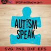 Autism Speak Autism Blue Puzzle SVG, Autism SVG, Awareness SVG EPS DXF PNG Cricut File Instant Download