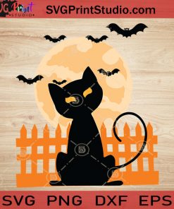 Cat Halloween With Bats SVG, Halloween Bats SVG, Spooky Cat SVG, Happy Halloween SVG EPS DXF PNG Cricut File Instant Download