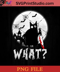 Cat What Murderous Black Cat With Knife Halloween Costume PNG, Black Cat PNG, Halloween PNG Instant Download