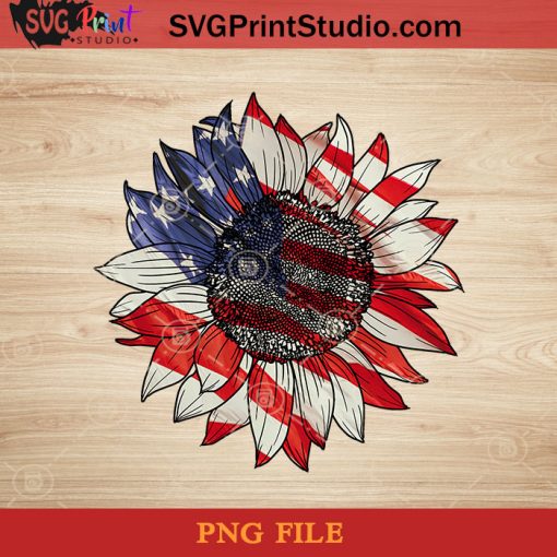 Colorful Sunflower America Flag Png, Sunflower Png, America Png Instant 