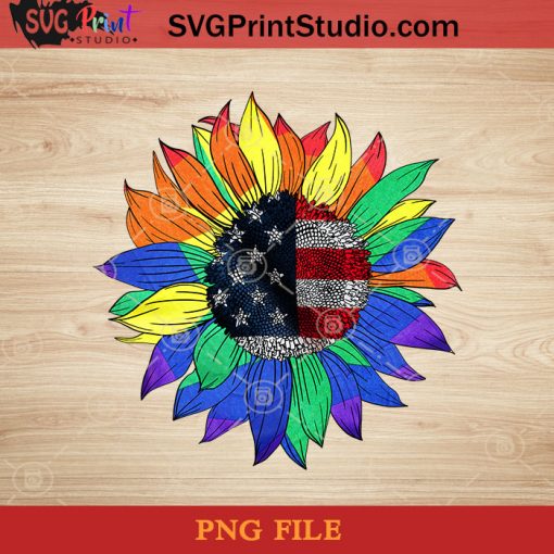 Colorful Sunflower LGBT America Flag PNG, Sunflower PNG, America PNG Instant Download