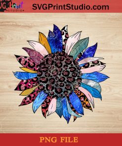Colorful Sunflower Leopard Glitter Pink Blue Red PNG, Sunflower PNG, America PNG Instant Download