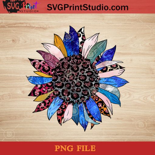 Colorful Sunflower Leopard Glitter Pink Blue Red PNG, Sunflower PNG, America PNG Instant Download