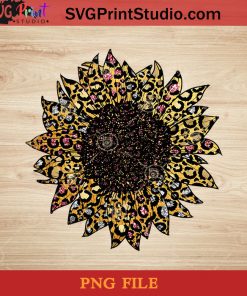 Colorful Sunflower Leopard Gold Pink Silver Glilter PNG, Sunflower PNG, America PNG Instant Download
