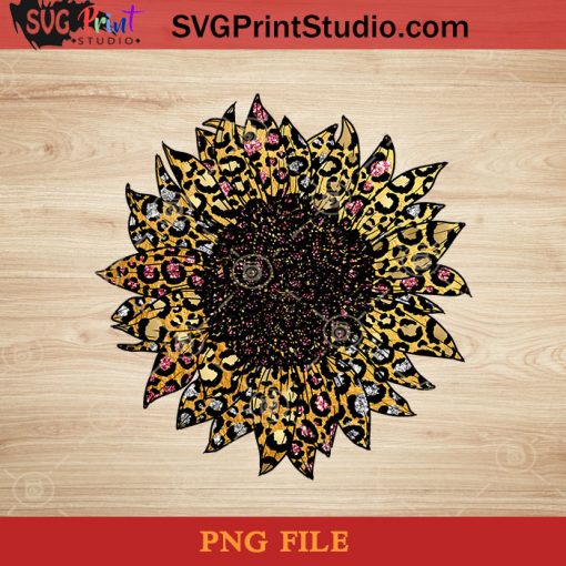 Colorful Sunflower Leopard Gold Pink Silver Glilter PNG, Sunflower PNG, America PNG Instant Download