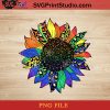 Colorful Sunflower Rainbow LGBT Leopard Print PNG, Sunflower PNG, America PNG Instant Download