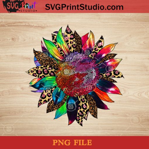 Colorful Sunflower Watercolor Rainbow Leopard Glitter Pink PNG, Sunflower PNG, America PNG Instant Download
