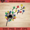 Dandelions Autism Puzzles Colorful SVG, Autism SVG, Awareness SVG EPS DXF PNG Cricut File Instant Download
