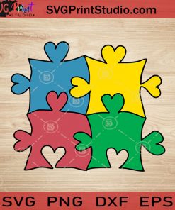 Heart Puzzle Autism Colorful SVG, Autism SVG, Awareness SVG EPS DXF PNG Cricut File Instant Download