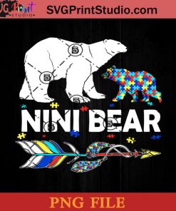 Nini Bear Autism Awareness Mother Autistic PNG, Autism PNG, Autism Mom PNG Instant Download