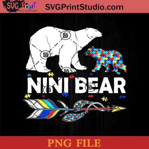 Nini Bear Autism Awareness Mother Autistic PNG, Autism PNG, Autism Mom PNG Instant Download